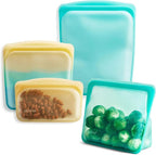 Stasher Premium Silicone Reusable Food Storage Bags, 4-Pack, Endangered Seas, Multi-Use Food Storage Bags, Lunch Bag, Travel Containers, BPA Free, Leak-free, Dishwasher-Safe, Eco-friendly