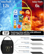Initial Insulated Lunch Bag for Boys Kids, Back to School Gift, Reusable Leak-proof Lunch Box with Adjustable Strap for School Daycare Travel Picnic（Black，V）