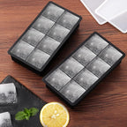 Ice Cube Trays Silicone,2 Pack Ice Cube Molds with Removable Lids,Stackable Ice Trays for Freezer,Ice Maker Reusable and BPA Free for Whiskey, Cocktail, Chilled Drink (8 Big Square Ice Cubes)