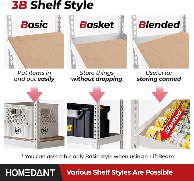 HOMEDANT White 5 Tier Laminated Boltless Heavy Duty Garage Storage Adjustable Wide Size Metal Shelving Unit Utility Rack Shelves Organization Shelf Shed Warehouse 47.7" W x 24.1" D x 71.3" H 4Pack