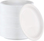 Plasticpro 9 inch Round Plastic Plates Microwaveable, Disposable, White, Dinnerware 400 Count