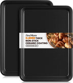 2 Pack Quarter Sheet Pan 12.8x9, Cookie Sheets for Baking 0.8mm Thick Non Stick Baking Sheets for Oven Heavy Duty Baking Trays