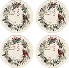 Lenox 897091 Winter Greetings Dinnerware Dinner Plates, Set of 4, Red & Green, Christmas, Holiday Hosting, Service For 4