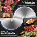 CUSIMAX Electric Meat Slicer for Home,Two 7.5''Stainless Steel Blades,1-20mm Adjustable Thickness,Easy to Cut Various Foods,Removable Food Carriage for Easy Cleaning