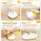 Sourdough Starter Kit with Cotton Rope Banneton Basket & Jar, Bread Baking Supplies and Tools Set, Complete Sourdough Bread Making Kit, Baking Gift for Women Moms & Beginners