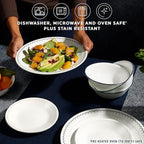 Corelle 18-Piece Dinnerware Set Service for 6, Lightweight Round Plates and Bowls Set, Vitrelle Triple Layer Glass, Chip Resistant, Microwave and Dishwasher Safe, Caspian