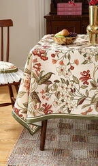ISAENNE Designer Bohemian Linen Extra Long Rectangle Tablecloth,Colorful Floral Pattern Table Cloth,Wrinkle Resistant Decorative Tablecloths for Dining Thanksgiving Kitchen,63"*110"-Grace A