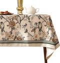 ISAENNE Designer Vintage Linen Long Rectangle Tablecloth,Floral and Bird Pattern Elegant Table Cloth,Fall Wrinkle Resistant Decor Tablecloths for Dining Kitchen Christmas,63"*102"-Murad A