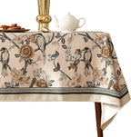 ISAENNE Designer Vintage Linen Long Rectangle Tablecloth,Floral and Bird Pattern Elegant Table Cloth,Fall Wrinkle Resistant Decor Tablecloths for Dining Kitchen Christmas,63"*102"-Murad A