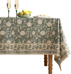ISAENNE Designer Grayish Green Linen Rectangular Tablecloth,Floral Stain Resistant Table Cloth,Fall Vintage Decor Tablecloths for Dining Thanksgiving Kitchen Party,55"*79"-Andrew A