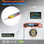 0.6S Instant Read Digital Meat Thermometer Probe/Pen，Factory‑Calibrated/Waterproof/Backlit/Magnetic/Flip Display/Motion Sensor:Outdoor BBQ, Barbecue Grilling, Smoking, Oven, Baking, Oil, Candy