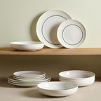Stone Lain Luna 24-Piece Porcelain Dinnerware Set, Plates and Bowls Set, Dish Set for 8, Green