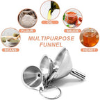Anaeat Stainless Steel Mini Kitchen Funnel Set, 3 Pack Durable Metal Filling Funnels for Transferring Liquid, Dry ingredients, Cosmetic Lotion, Fluid, Spices, Powder - Food-Grade & High Heat Resistant