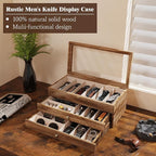 Knife Display Case, 3-Layer Pocket Knife Case Display & Storage Knives, Solid Wood Knife Case for Collections, Gift for Boyfriend Fathers Day Birthday Gifts(Brown)