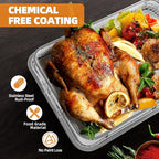 Air Fryer Basket for Oven, Extra Large 18.8" x 12.8" Oven Air Fryer Basket and Tray Set with 30 PCS Parchment Papers, Stainless Steel Air Fryer Pan and Crisper Tray (Silver)