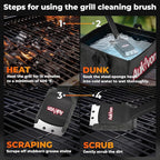 2PCS Upgraded Grill Brush for Outdoor Grill with Water Dunk Basin, Bristle Free, Steel Fiber Grill Brush for Cast Iron/Porcelain/Charcoal/Stainless Steel Grates, Gift for Men/Dad