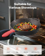 VEVOR Cast Iron Skillet, 4-Piece Frying Pan Set (6, 8, 10, 12 in), Skillets with Heat-Resistant Silicone Handle, Pre-Seasoned Chef's Pan, Kitchen Cookware, for Oven, Gas, Electrical, Induction, Black