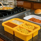 Bangp Silicone Freezer Tray for Soup Ice Cubes,1-Cup Freezing Tray with Lid for Meal Prep,Rice,Broth,Sauce,Leftovers. Makes 4 Perfect 1 Cup Portions. Oven & Dishwasher-Safe