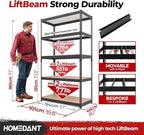 HOMEDANT 5-Tier Laminated Boltless Heavy Duty Metal Shelving Unit Adjustable Garage Storage Utility Rack Shelves Organization Multipurpose Shelf Warehouse Industrial 39.8" W x 18.2" D x 71.3" H 4Pack