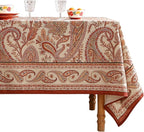 ISAENNE Designer French Red Square Tablecloth,Fall Linen Table Cloth with Cashew Pattern,Stain Proof Decor Tablecloths for Dining Thanksgiving Kitchen Christmas,67"*67"-Chauffrey D