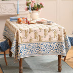 patdrea Designer Vintage Linen Table Cloth for Rectangle Table,Leopard Animal Pattern Soft Breathable Tablecloth,Decor Cover for Kitchen Dining,Christmas,Parties,Thanksgiving,63"x87"-from