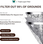 Pour Over Coffee Dripper, Triple Layer Stainless Steel Pour Over Coffee Dripper, Portable Coffee Maker With Detachable Cup Stand, 2-4 Cup Paperless Reusable Pour Over Coffee Filter Non-plastic