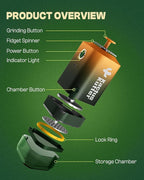 K5 Electric Kitchen Grinder Battery Powered Automatic Portable Spice Mill For Grinding - Holds up to 5 Gram