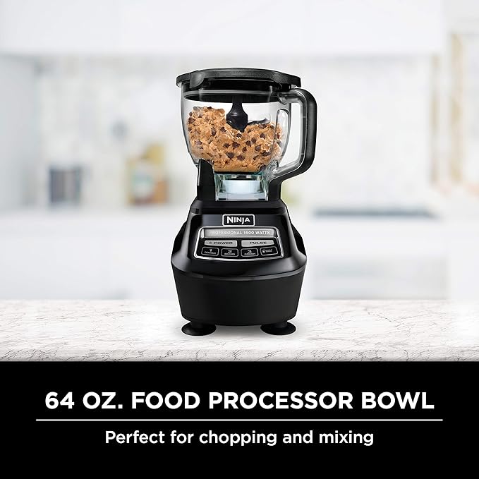 Ninja Mega Kitchen System, 1500W, 72 oz. Full-Size Blender & 8-Cup Food Processor with (2) 16 oz. To-Go Cups, Total Crushing Technology - Smoothies, Ice Crushing, Purees, Dough & More, Black, BL770