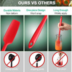 4 Pieces Long Handle Silicone Jar Spatula Kitchen Scraper Spatula Non-Stick Rubber Silicone Scraper for Jars, Smoothies, Blenders Cooking Baking Stirring Mixing (Red,Black)