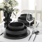 Christian Siriano Lusso 32-Piece Dinnerware Set Stoneware, Black