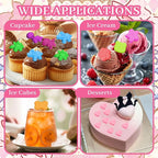 6 Pcs Gummy Bear Molds Silicone, Non-Stick Chocolate Candy Gummy Mold, Animal desserts Gummy Molds With 6 Droppers Clean Brush Storage Box, Including Love Bear Rabbit Mini Donut Fruit Animals Shaped