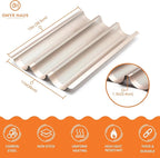 French Bread Kit - Baguette Pan for Baking, Silicone Baking Mat, Dough Cutter and Scraper, Bread Lame Cutter, & Bakers Couche Proofing Cloth - Nonstick Bread Pans for Homemade Bread Gift Set