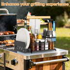 Grill Caddy, BBQ Caddy with Paper Towel Holder & Utensil Holder, Picnic Caddy Organizer for Outdoor Cooking, Tailgating, Camping | Must-Have for Patio, RV, Camper