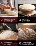 Superbaking Banneton Bread Proofing Basket, Sourdough Bread Baking Supplies, Round 9 Inch Sourdough Starter Kit, Proofing Basket for Baking, Bread Making Supplies Tools, Banneton Basket Gift Set