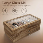 Knife Display Case, 3-Layer Pocket Knife Case Display & Storage Knives, Solid Wood Knife Case for Collections, Gift for Boyfriend Fathers Day Birthday Gifts(Brown)