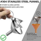 Anaeat Stainless Steel Mini Kitchen Funnel Set, 3 Pack Durable Metal Filling Funnels for Transferring Liquid, Dry ingredients, Cosmetic Lotion, Fluid, Spices, Powder - Food-Grade & High Heat Resistant