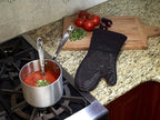 All-Clad Silicone Oven Mitts: Heat Resistant up to 500 Degrees - 100% Cotton & Silicone, 14"x7" Oven Mitt for Kitchen and Barbecue, 2-Pack, Black