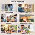 Klex 32 Oz, 150 Sets Meal Prep Containers with Airtight Lids, BPA Free, Reusable Plastic Food Container, 32 oz, Rectangular, Black/Clear, 150 Sets