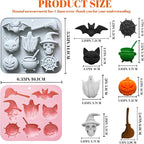 Halloween Chocolate Molds,2PCS Halloween Silicone Mold-Ghost,Pumpkin,Bat,Skull Witch Hat,Spider Web,Broom,Cat,Medicinal Liquid,Non-Stick 3D Baking Candy Mold Set for Jelly Gummy Cookies Pudding Cake