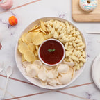 Chip & Dip Serving Set, 2 PCS Divided Cheeses Serving Platter, Relish Tray, Round Compartment Appetizer Set for Chips and Dip, Veggies, Candy and Snacks, Black, Set of 2