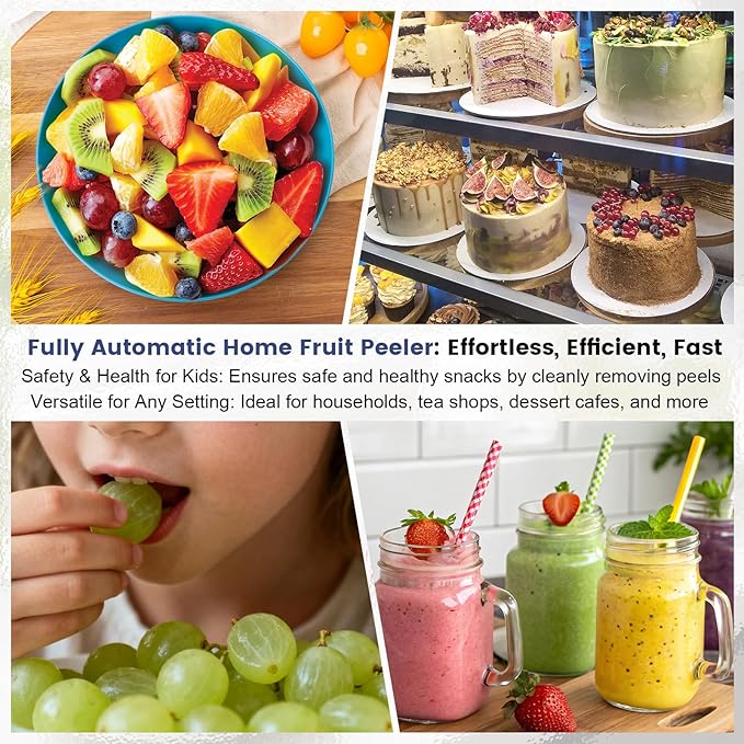 Automatic Grape Peeler Machine, Electric Garlic Peeler & Cherry Tomato Skin Remover Tool for Small Fruits, Efficient Peeling Kitchen Gadget for Home Use (Blue)