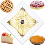 BAKELUV Pie Boxes for 9 Inch Pie | White, 12 Pack | 9x9x2.5 Bakery Box with Window, 9x9 Cookie Box, 9 Inch Pastry Boxes with Window Bulk, Cake Boxes, Auto Pop Up