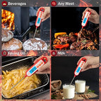 Digital Instant Read Meat Thermometer Waterproof Food Thermometer with 5.1 inch Long Probe for Food Cooking, Candy, BBQ, Liquid and Meat Temperature Measurement by GLVSAE (Red)