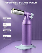 RAVS Dual Flame Butane Torch Lighter with 20G Large Capacity, Adjustable Flame, Refillable Kitchen Torch for Creme Brulee, BBQ, Baking, Purple Cooking Torch Gifts for Women Unique, Butane Not Included