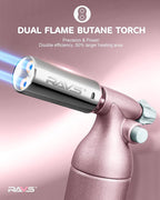 RAVS Refillable Double Flame Butane Torch, Creme Brulee Torch with Adjustable Flame, 20G Large Capacity Culinary Torch for Soldering, BBQ, Baking, DIY, Unique Gifts for Women, Butane Fuel Not Included