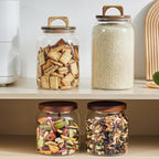 Sweejar Glass Jars for Laundry Room Organization, 90 ounce Laundry Pods Container, Glass Food Storage Jars with Airtight Lid, 2 Pack, Hand Lid