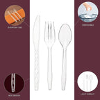 Party Bargains Clear Plastic Cutlery 2160 pcs: 1080 Forks, 720 Spoons, 360 Knives. Argyle Design, Heavy Duty & Solid Disposable Silverware Utensils Combo Pack Set for Weddings, Buffets, Luncheons