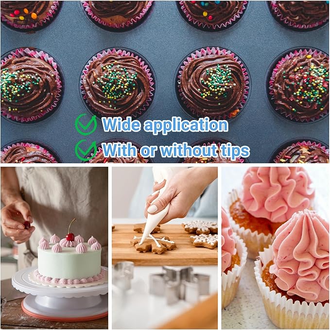 Extra Large Piping Bags 24 Inch - 100Pack Disposable Pastry Bags - Thick Anti-Burst Pastry Icing Frosting Piping Bags For Decorating Cupcakes Cakes Cookies (Extra Large 24 Inch-100 Pack)