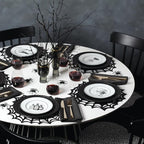 Lenox Dinnerware Set, Vintage Halloween 4-Piece Dessert Plate Set, Assorted, Set of 4 Ivory Porcelain Plates, Dishwasher Safe, Halloween Decor Indoor, Party Table Decorations (Black/White, 4 Piece)