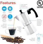 GROSCHE Milano Stovetop Espresso Maker Moka Pot 6 espresso Cup - 9.3 oz, Silver - Cuban Coffee Maker Stove top coffee maker Moka Italian espresso greca coffee maker brewer percolator